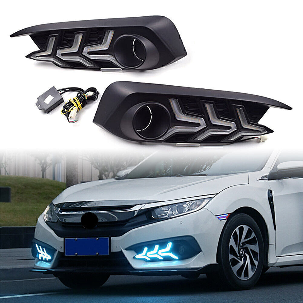 LED Daytime Running Light DRL Fog Lamp With Turn Signal For 2016-18 for Honda for Civic