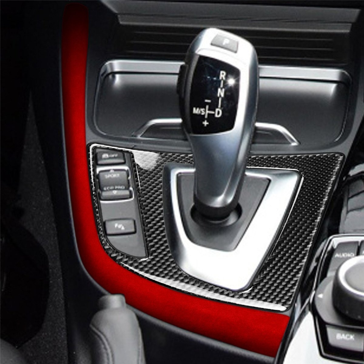 Gear Shift Panel Side Trim for BMW 3 4 Series F30 GT 2013-19 Carbon Fiber /Suede