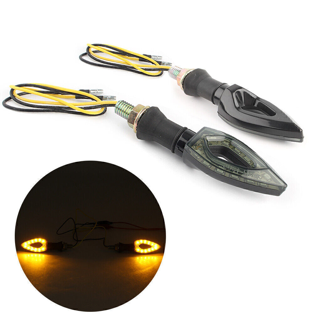 Pair 12V LED Turn Signal Indicator Blinker Amber Light Lamps Snake Universal