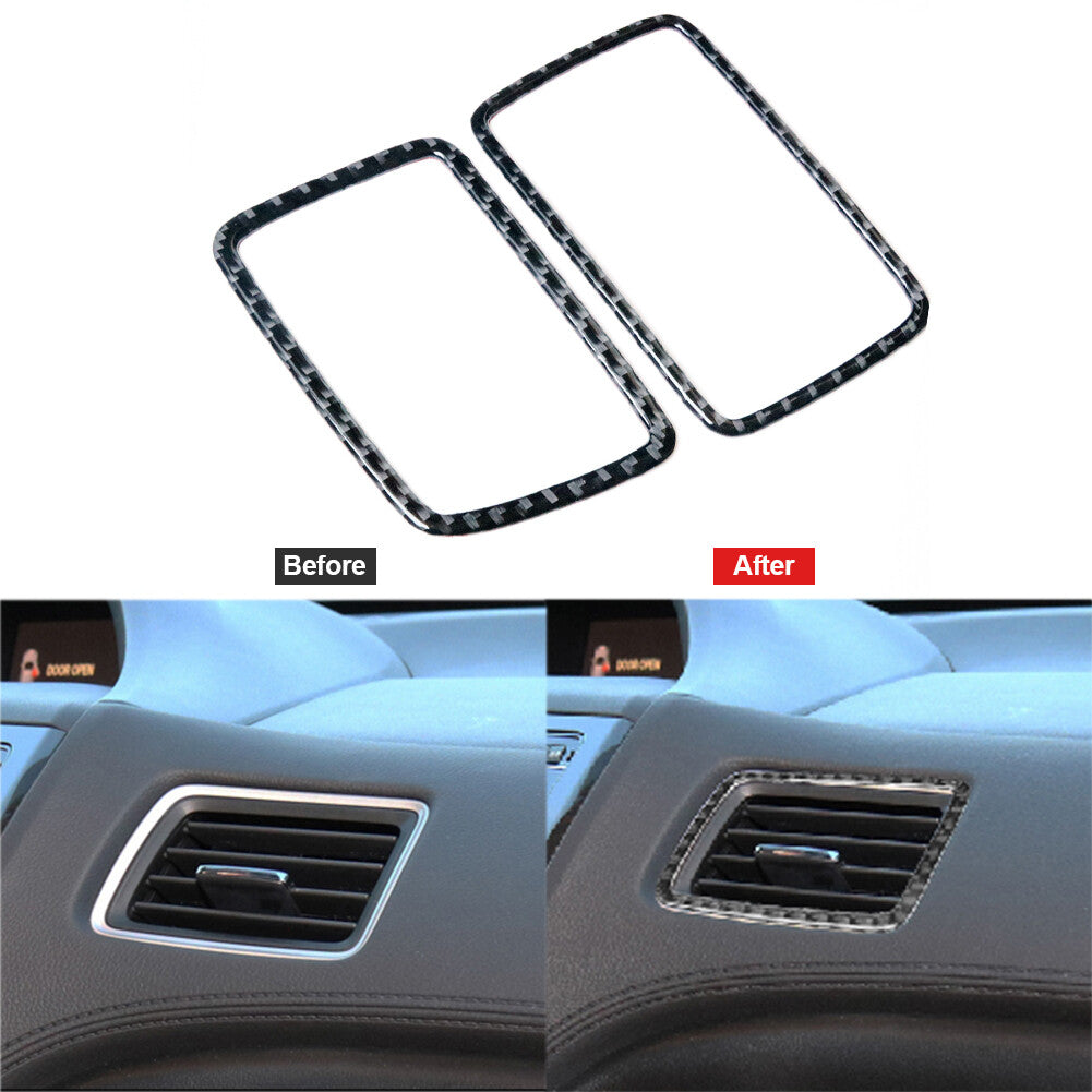 2X Carbon Fiber for Co -pilot Vent Outlet Trim Cover for Honda for Civic Coupe 2013-2015