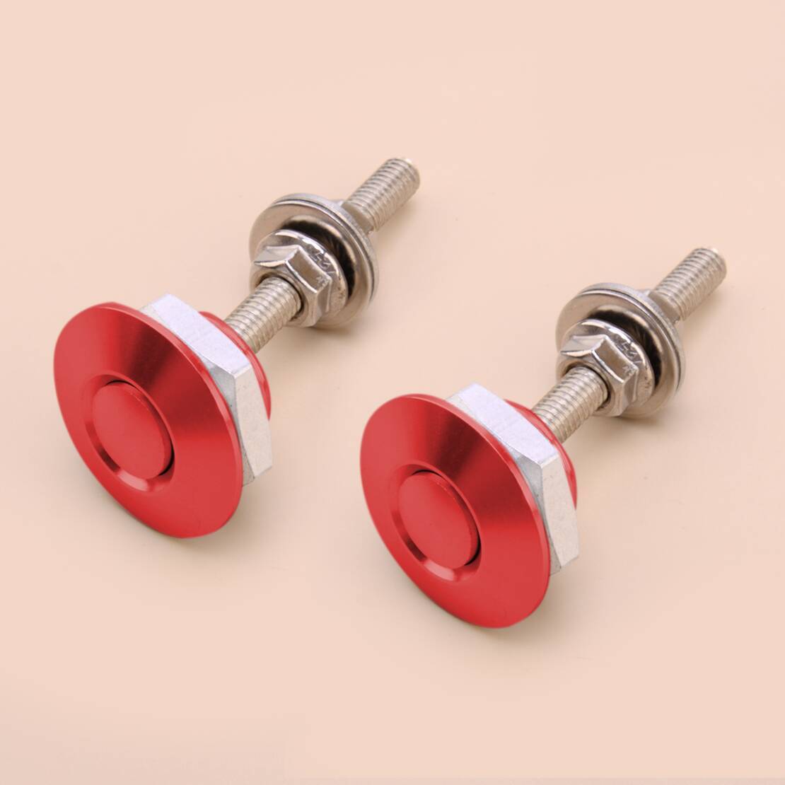 2pcs Red Push Button Quick Release Car Bumper Hood Pin Bonnet Lock Latch Clip