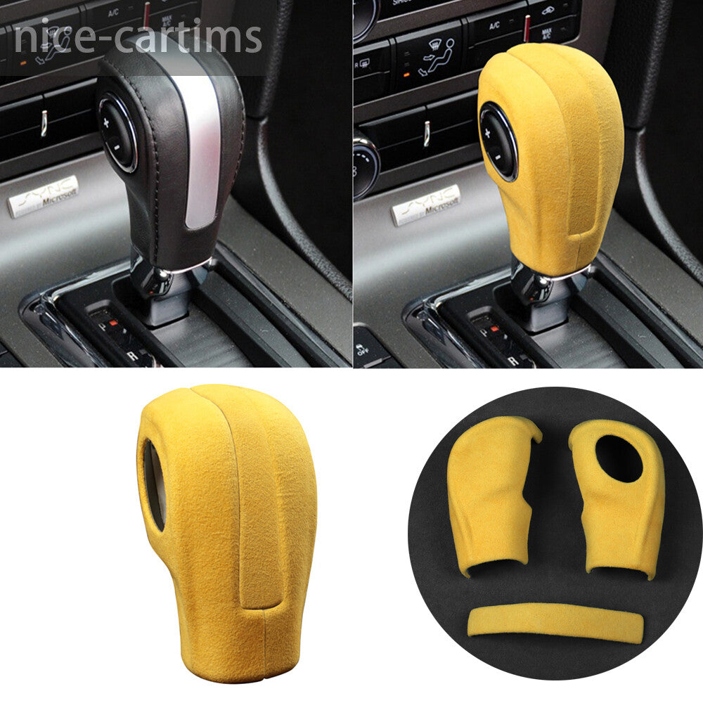 for Ford for Mustang 2009-13 Interior Gear Shift Knob Cover Accessories Suede Yellow