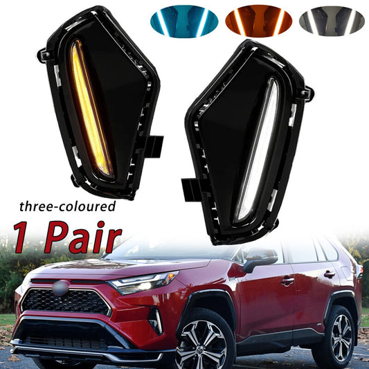LED Three-colouredDRL Fog Light W/Turn Signal Function for Toyota RAV4 2019-2024