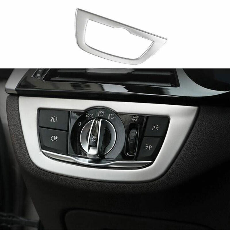for BMW 5 Series G30 2018-2023 Silver Headlight Switch Control Button Frame Trim