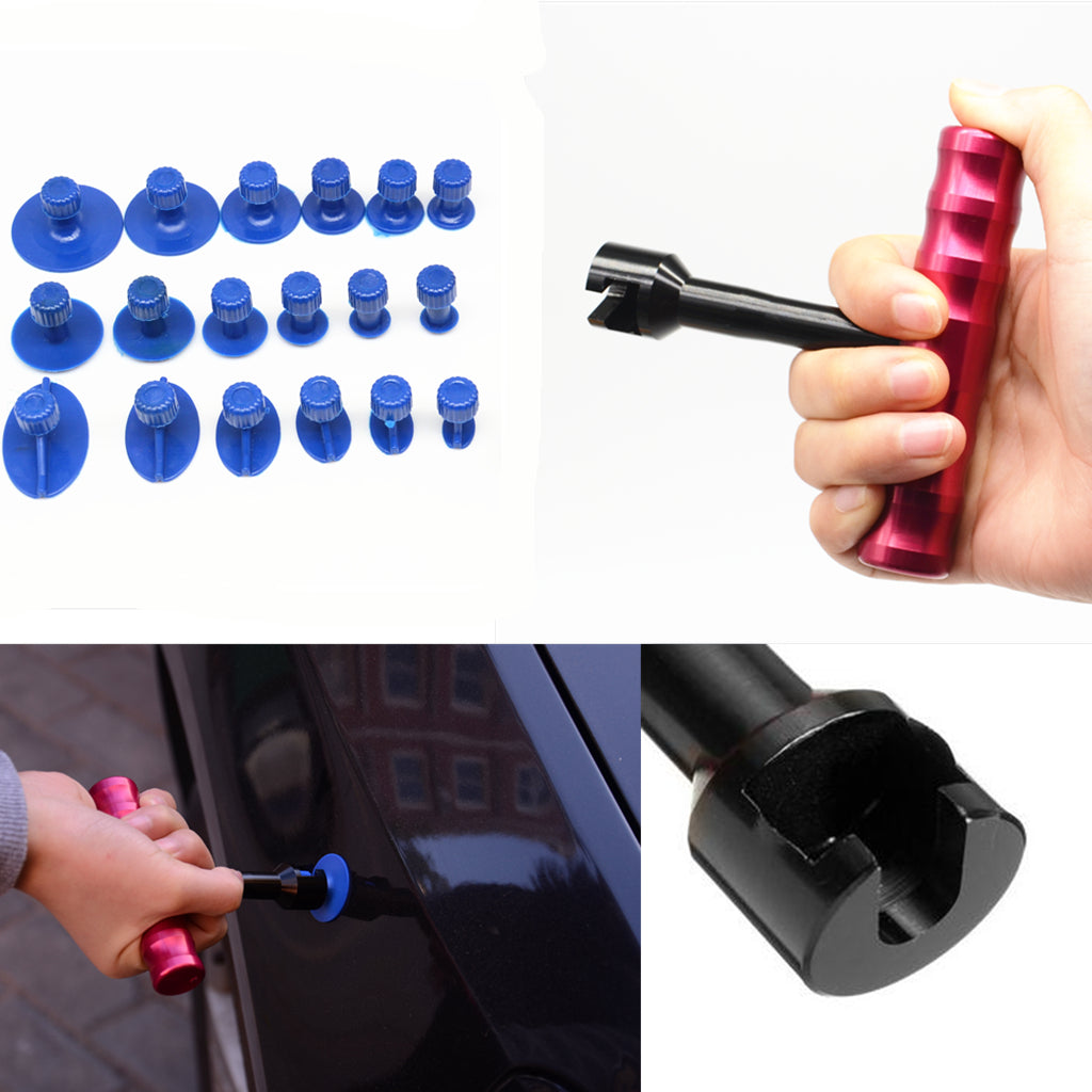 Car Metal Dent Removal Repair Tools Kit Puller Lifter T-Bar Hand Puller 18X TABS