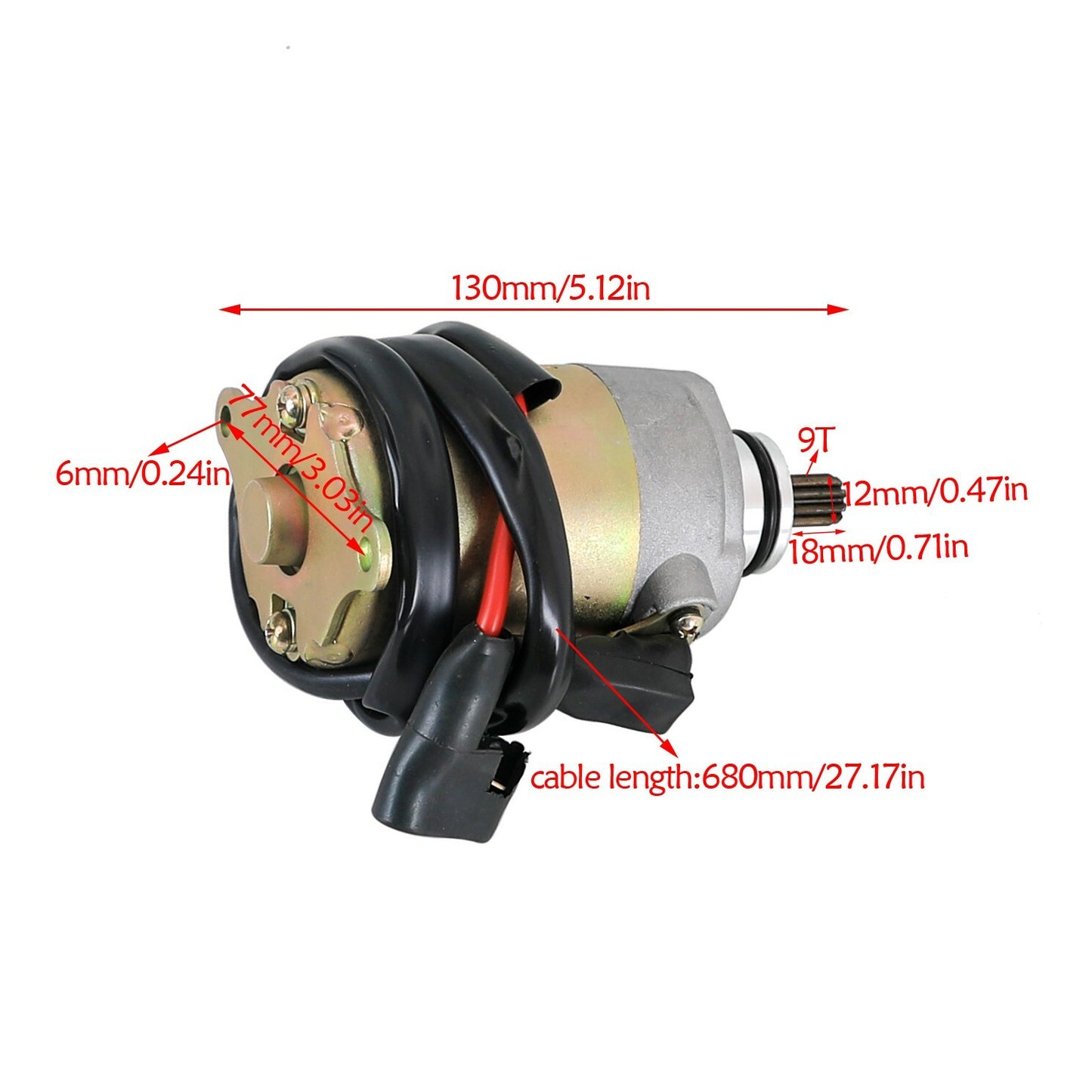 Wiring harness, electric starter motor, GY6, 125cc, 150cc, scooter, go-kart, all-terrain vehicle, Baja