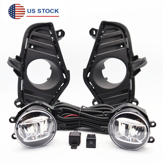 1 Pair Front Bumper LED Fog Light + Bezel + Wiring Kit for Toyota RAV4 2019-2022