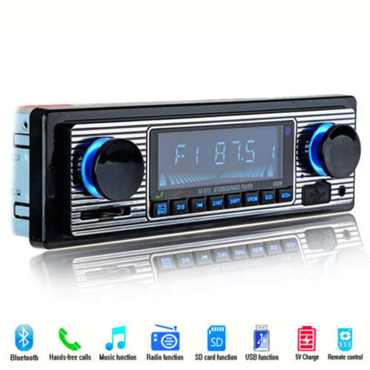 Car FM Radio MP3 Player Bluetooth SD USB Stereo Audio Receiver AUX With Remote