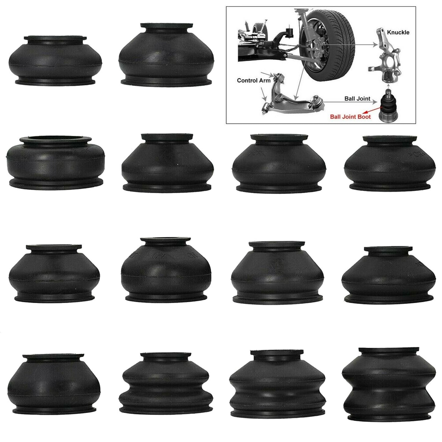 14-Piece Universal Rubber Tie Stick End Ball Joint Dustproof Boots Dustproof Covers Boots Leggings