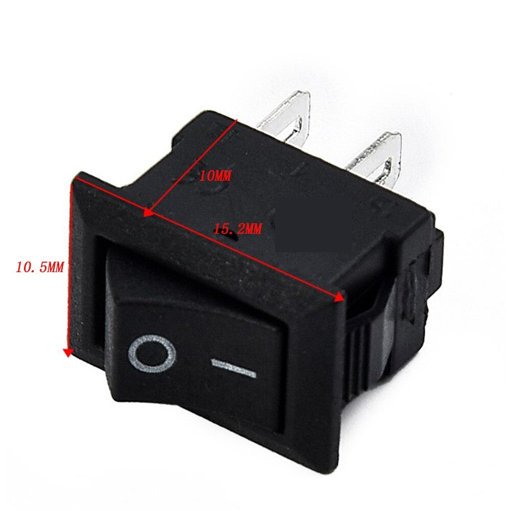 10-Piece Professional SPST On/Off Switch for Mini Black 2-Pin Rocker Switch DC 12V 16A Tool Kit
