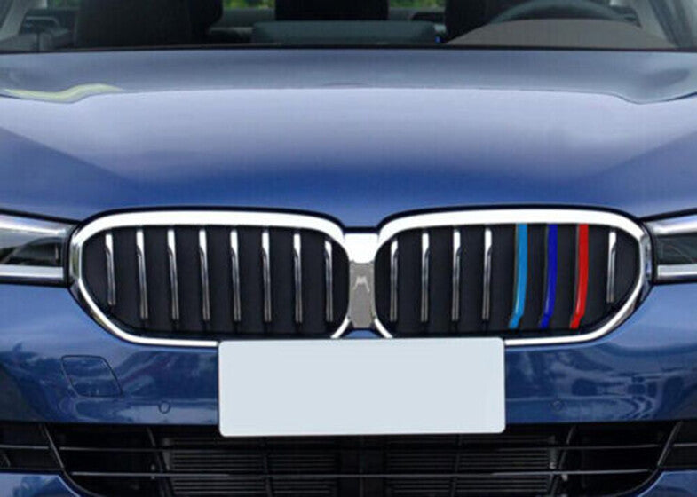 for BMW 5 Series 2021-2022 3-Color Front Center Mesh Grille Grill Strip Trim 3pc