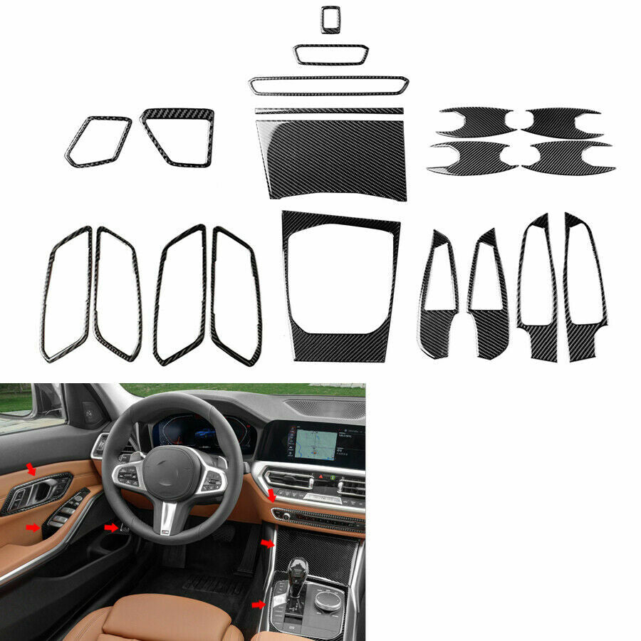 20-Piece Carbon Fiber Interior Decor Stickers for BMW 3 Series G20 (2019-2020)