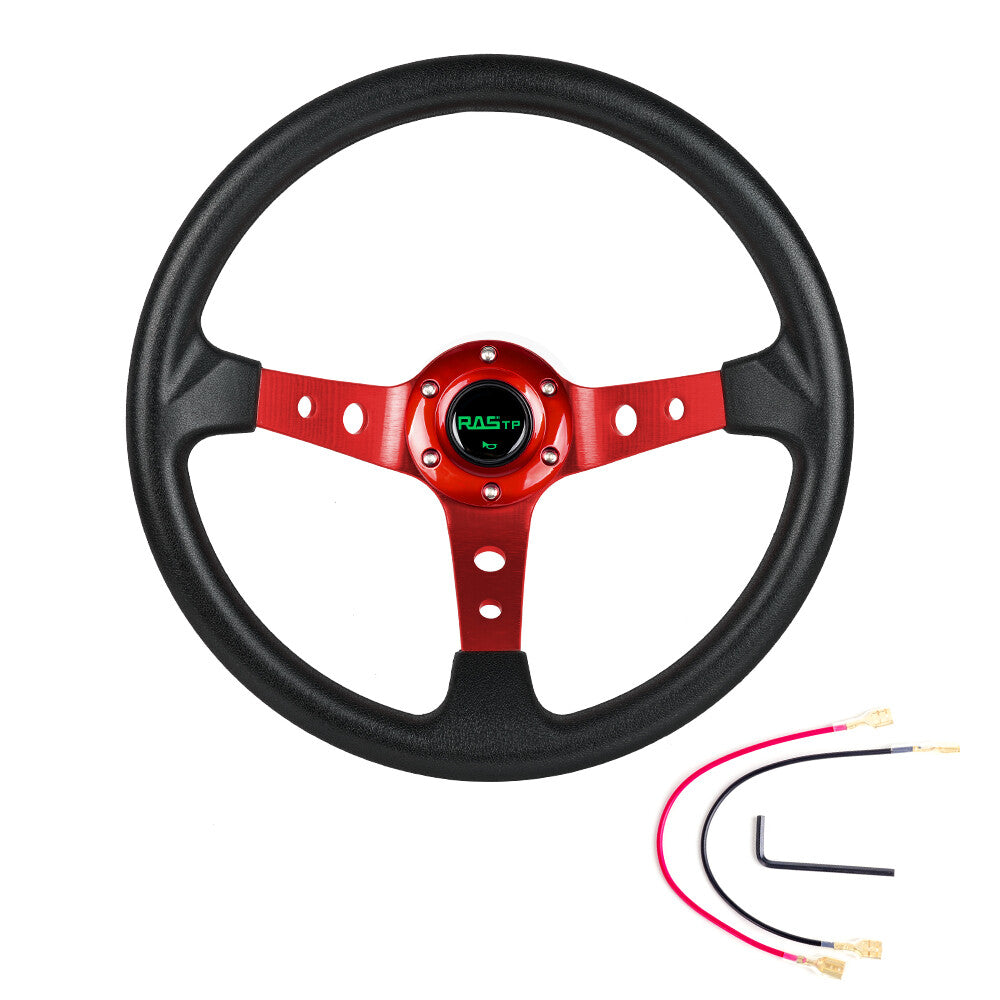 14 350mm 6 Bolt Racing Car Steering Wheel Horn Button Deep Dish 95mm
