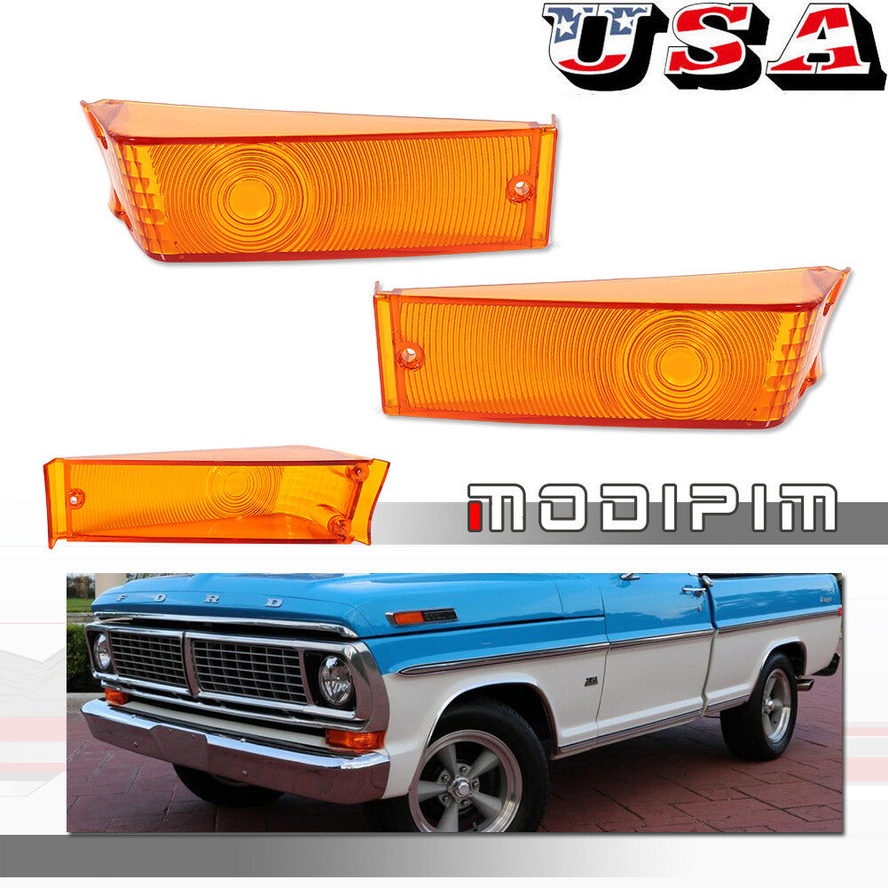 Amber lens kit for Ford F-100 turn signals, left and right, 1970-1971-1972.