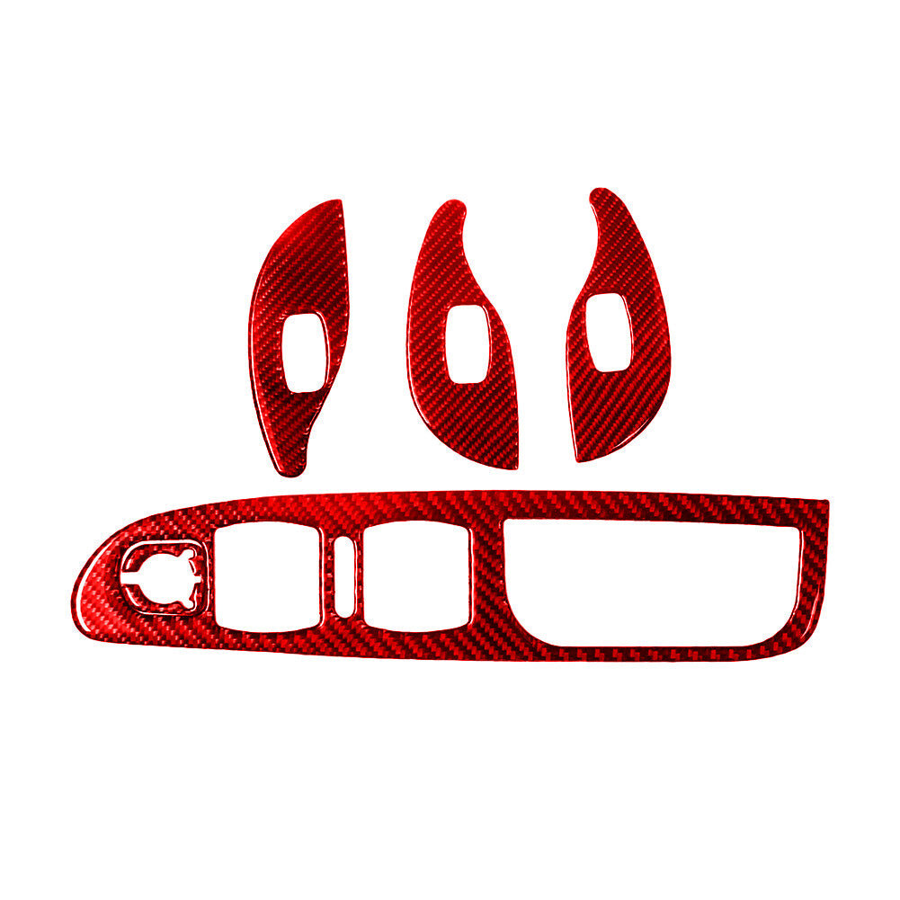 5Pcs Red Carbon Fiber Door Glass Lift Panel Trim for Volkswagen for Passat 2006-2011