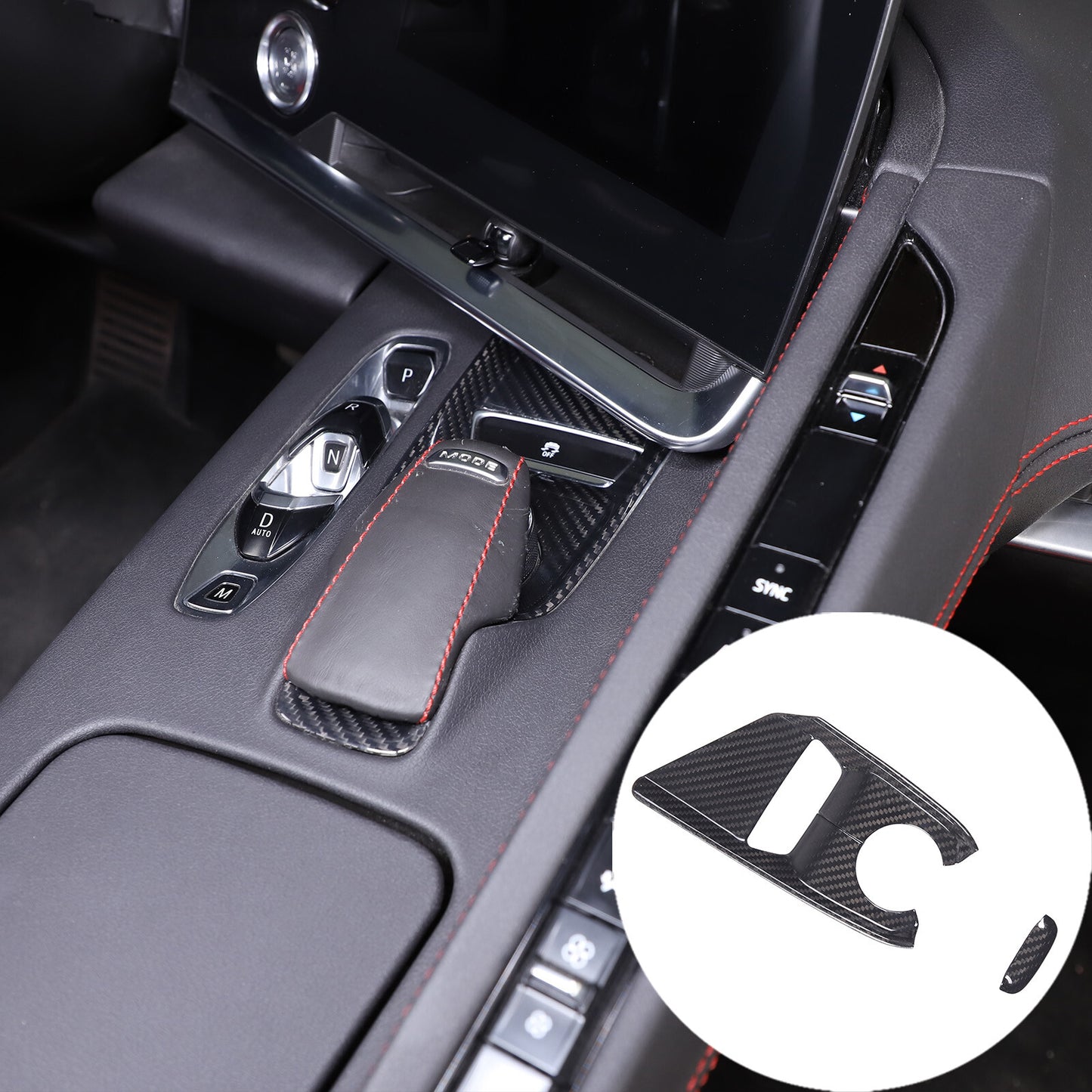 Black Real Carbon Fiber Center Control Button Cover for Corvette C8 2020-2024