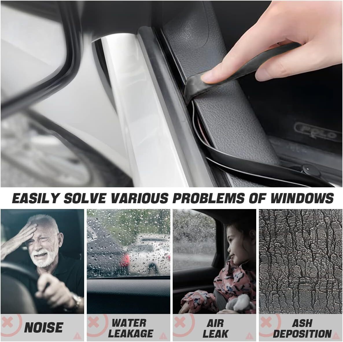 for ford  6.6ft V Shaped Car Side Window Trim Edge Moulding Rubber Sealing Strip
