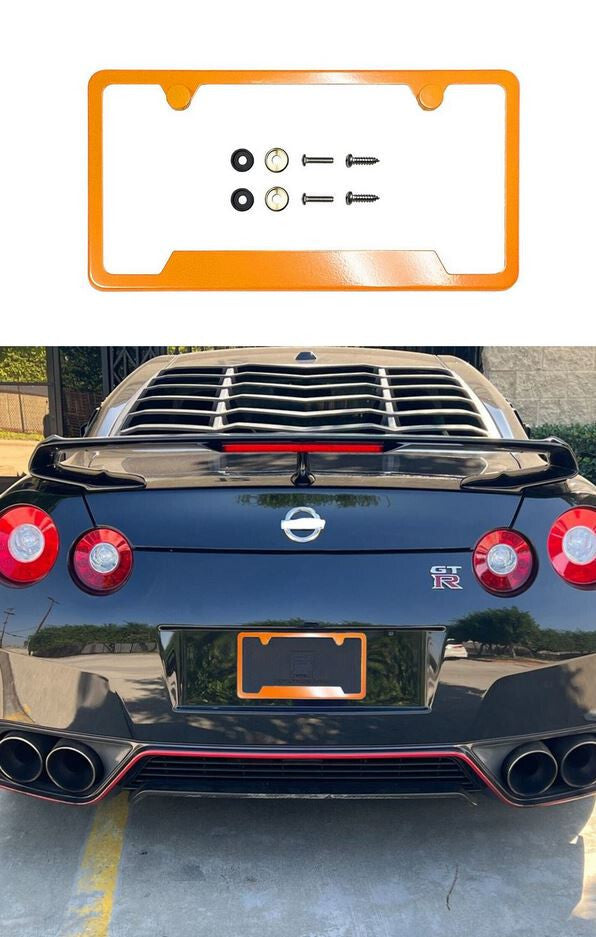 1 piece car license plate frame cover, front cover, rear trunk, orange, suitable for Nissan