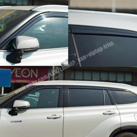 6Pcs Window Visor Vent Sun Rain Guard Trim black For 2020-2023 for Toyota Highlander