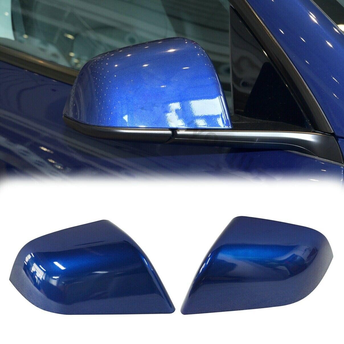 2020-2023 Pair Blue for Tesla for Model Y Left&Right Side Rearview Mirror Cap Cover