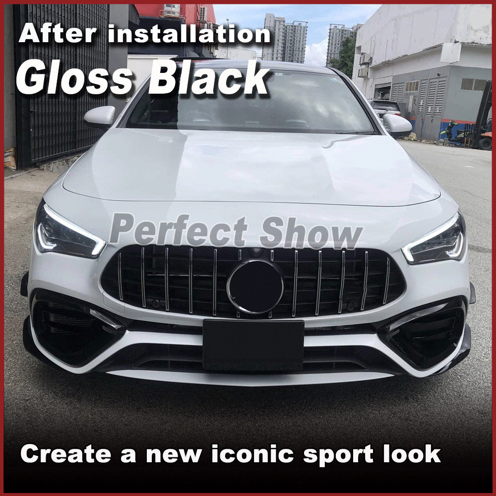 for Benz W118 C118 CLA45 20-23 Gloss Black Front Bumper Splitter Canard Fins