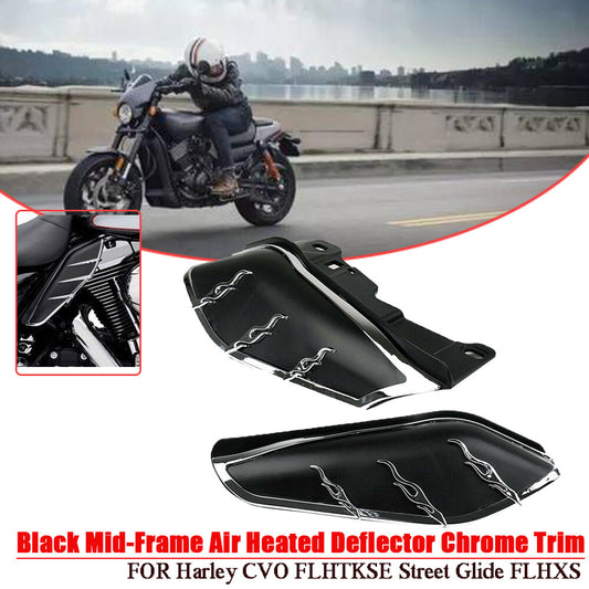 2-Piece Mid-Frame Air Deflector Heat Cover Trim for Harley Road Glide 2009-12 Black
