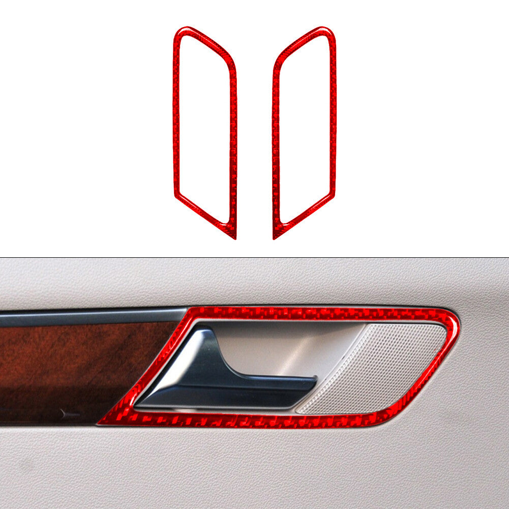 2X Red Rear Door Handle Trim Cover Carbon Fiber for Mercedes R-Class 2009-2012