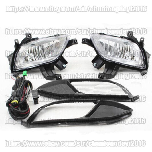 for KIA Forte K3 Cerato 14-16 2pcs Front Fog Lamp Kit w/Bulb Switch Cable Bezel