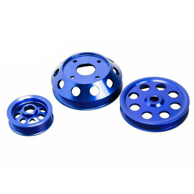 Aluminum 3PCS Crank Pulley KIT FITs Silvia 180SX 200SX SR20DET 1989-1998 Blue