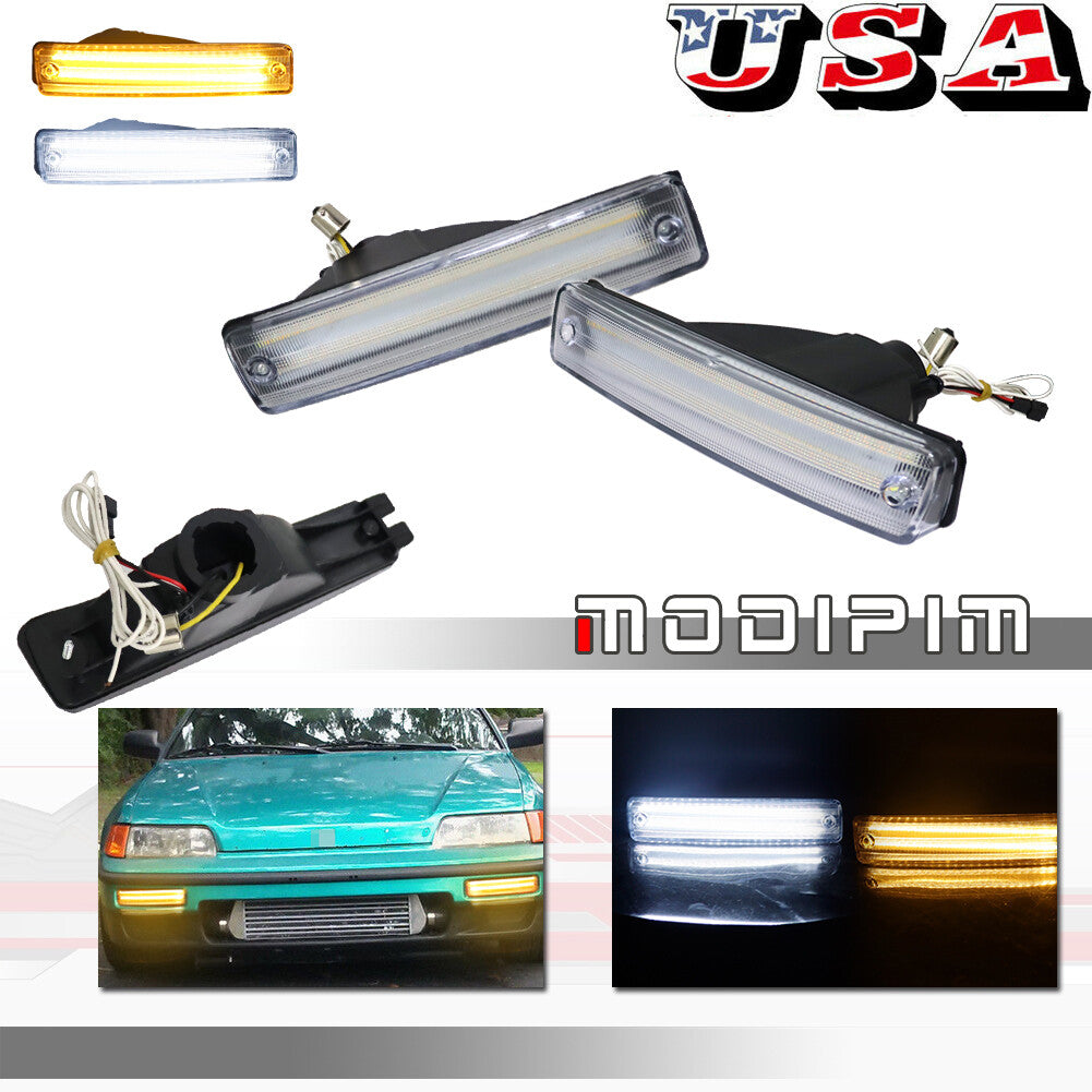 Transparent LED white DRL turn signal lights for 1990-1991 for Honda CRX