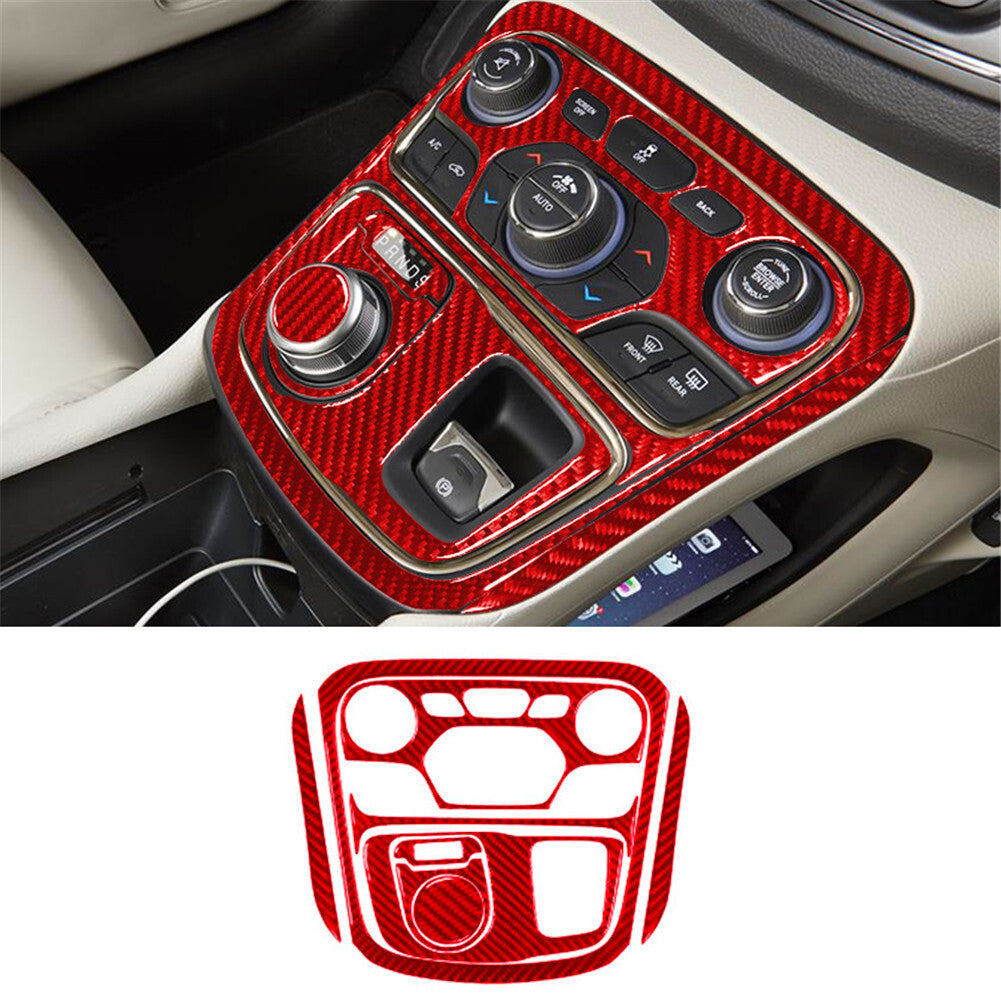 9Pcs Red Carbon Fiber Center Console Panel Cover Trim for Chrysler 200 2015-2017