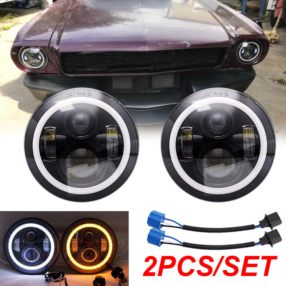 Pair 7 INCH LED Headlights for Ford for Mustang 1965-1973 F-100 Pikcup for Chevy Truck