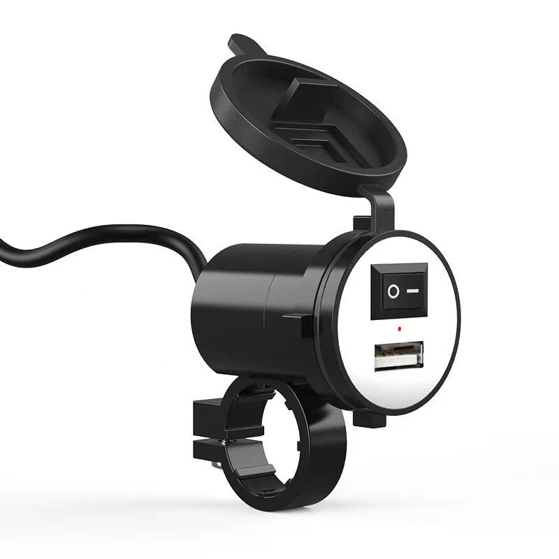 Waterproof Motorcycle Handlebar USB Charger Dapter Power Supply Socket Switch