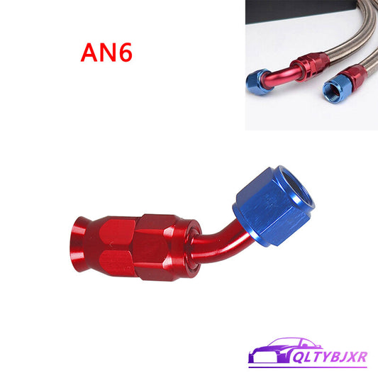 6AN PTFE Hose End Fittings 45 Degree Aluminum Swivel AN6 For PTFE Hose Only Red