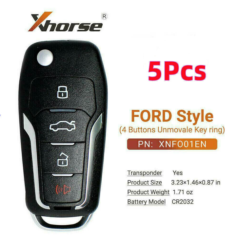 5X Wireless Universal Flip Remote Key for Ford Style 4 Buttons XNFO01EN