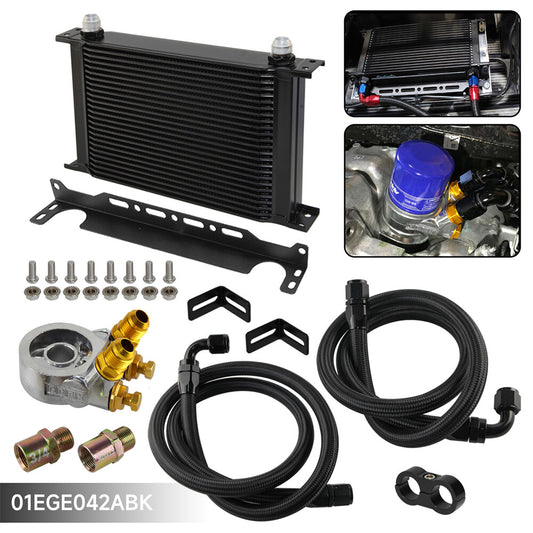 25 Row 80 Deg Thermostat Adapter Engine Racing AN10 Oil Cooler Kit For Japan Car