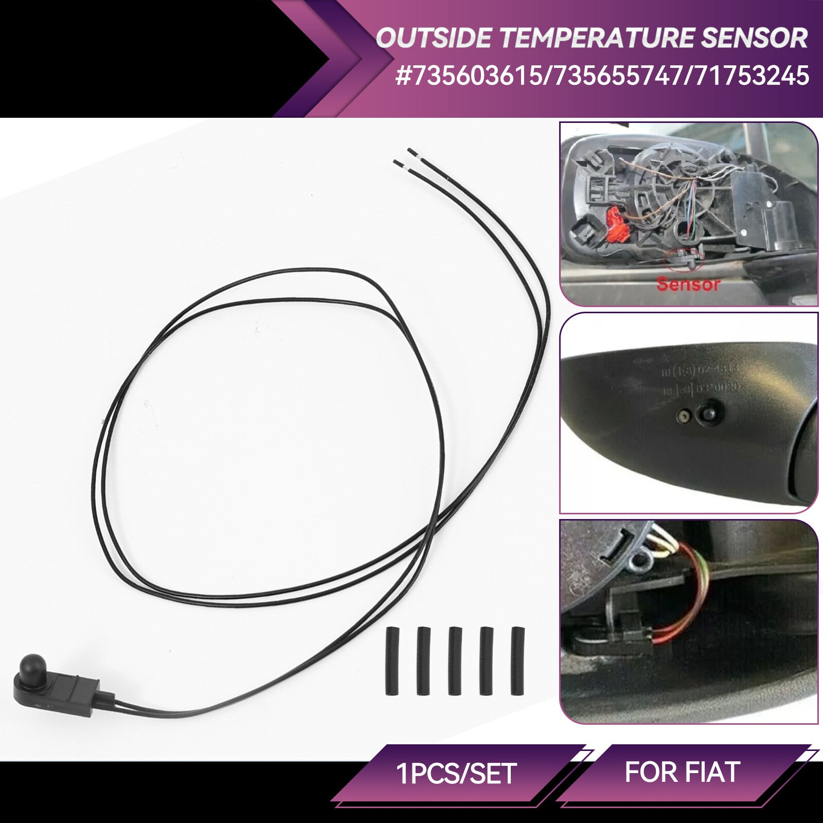 for Ford KA for Fiat 500 External Air Temperature/Ambient Sensor Underneath Mirror