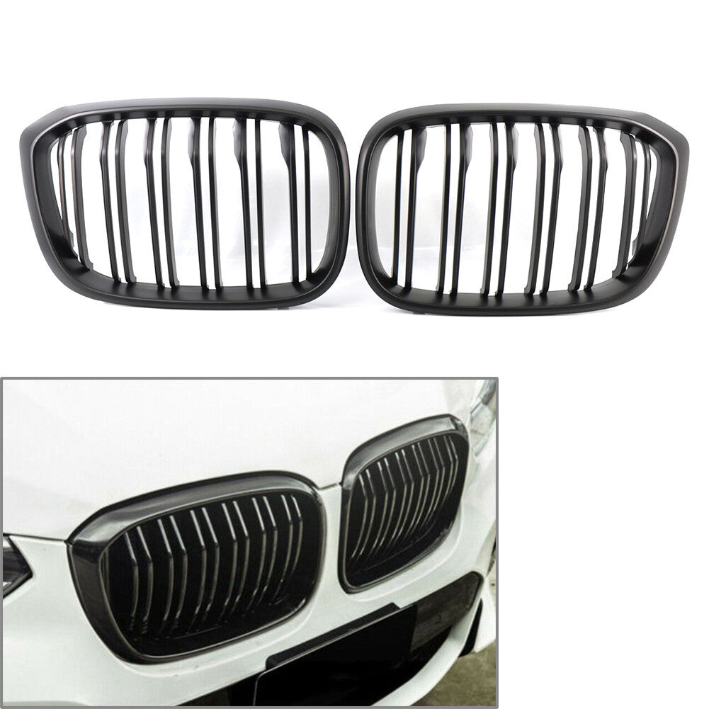 Front Hood Kidney Grille Grill Mesh for BMW X3 G01 X4 G02 18-21 Matte Black