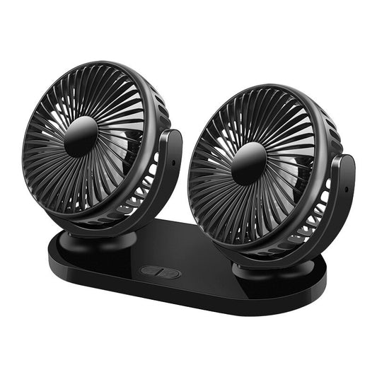 Car Fan 12V/24V Portable Auto Cooling Fan Dual Head Rotatable Vehicle-3 Speeds