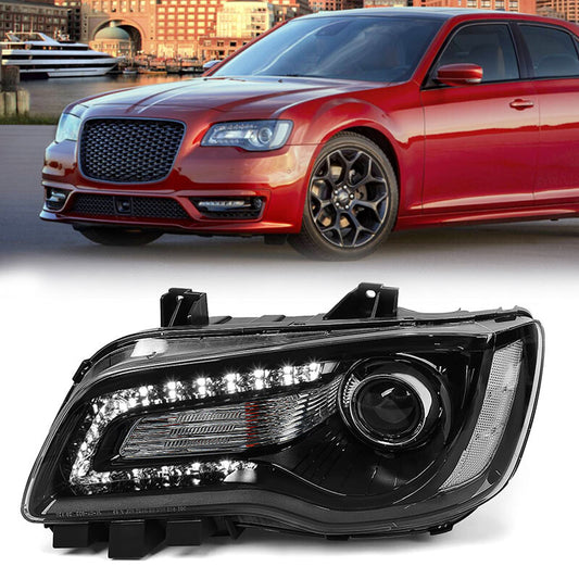 Suitable for 2015-2023 for Chrysler 300 Black Halogen LED DRL Headlights Left Driver