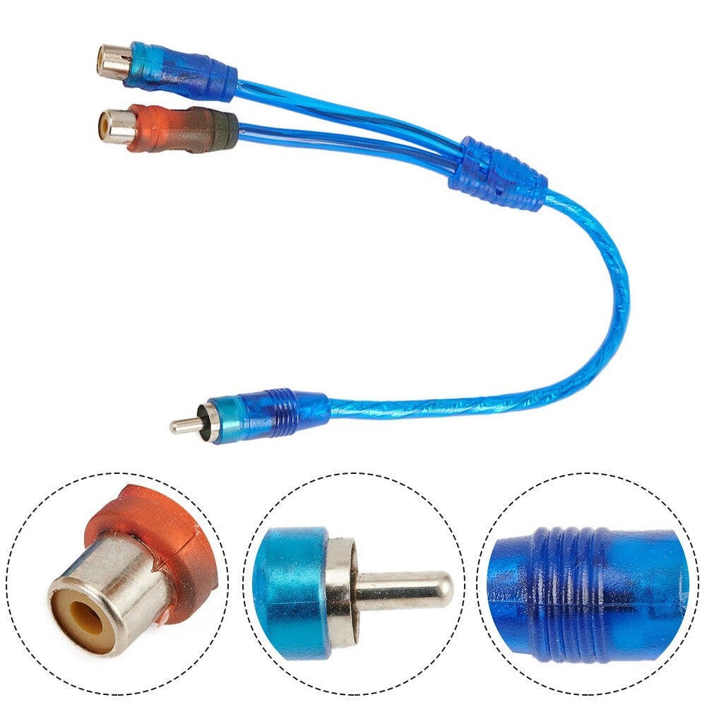 30cm AV cable with 2 female to 1 male connector, suitable for car audio cables