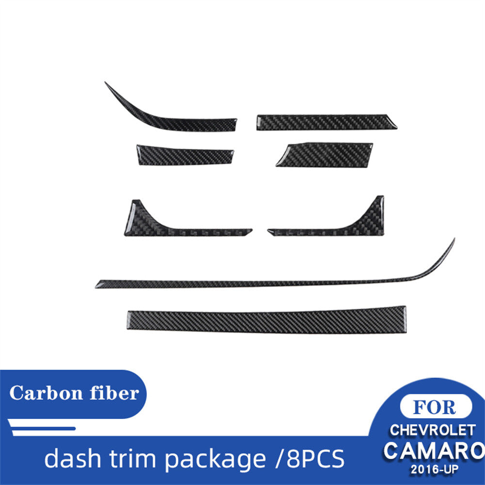8¡ÁCarbon Fiber Central Control Dashboard Panel Trim for Chevrolet Camaro 2016-23