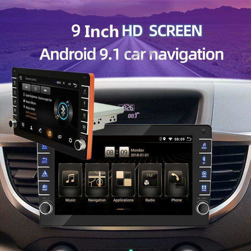 9in Android 1+16G 1Din Radio Car Multimedia Player Button Knob GPS Navigation