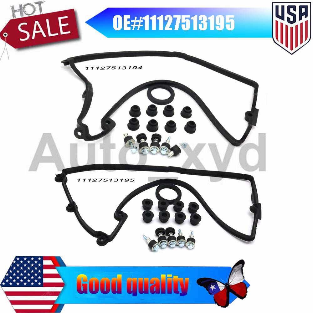 for BMW 545i 550i 645ci 745i X5 4.4L 4.8L Valve Cover Gaskets Set w/ Bolts Seals