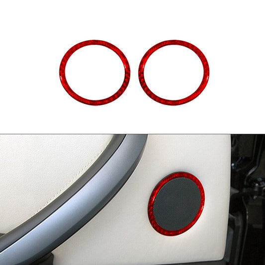 2X Red Carbon Fiber Rear Door Speaker Trim for BMW X5 2000-2006
