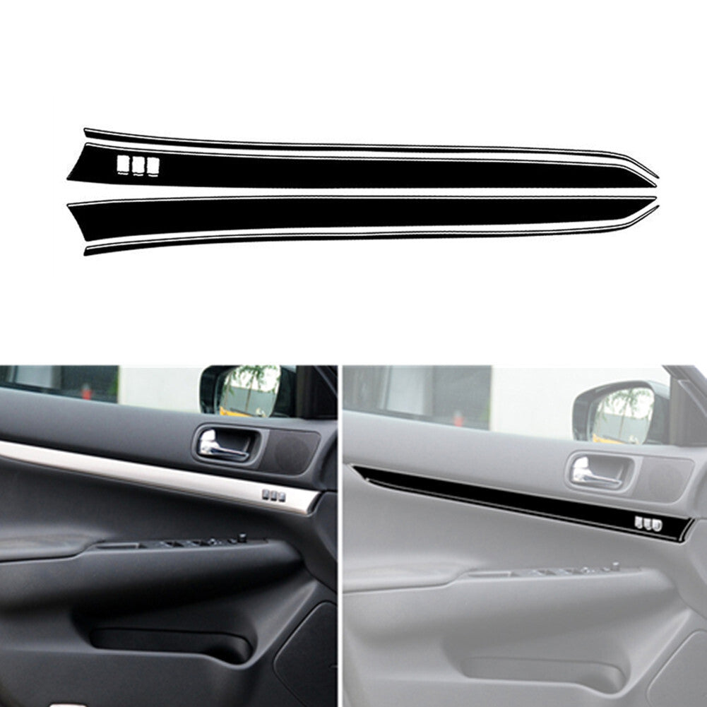 6pcs Piano Black Interior Front Door Panel Cover Trim for Infiniti G37 2010-2013