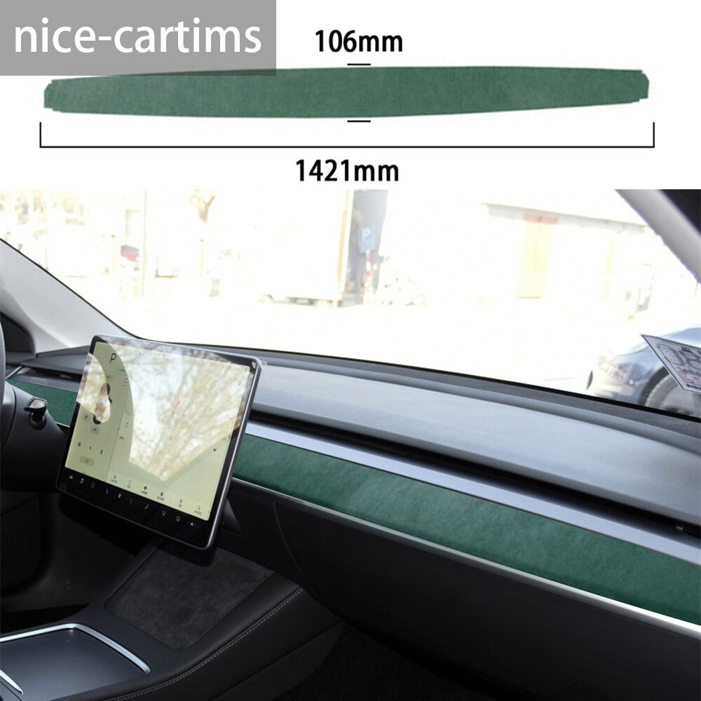 Soft Suede Green Central Control Dashboard Panel Trim for Tesla Model 3 /Y 2020+