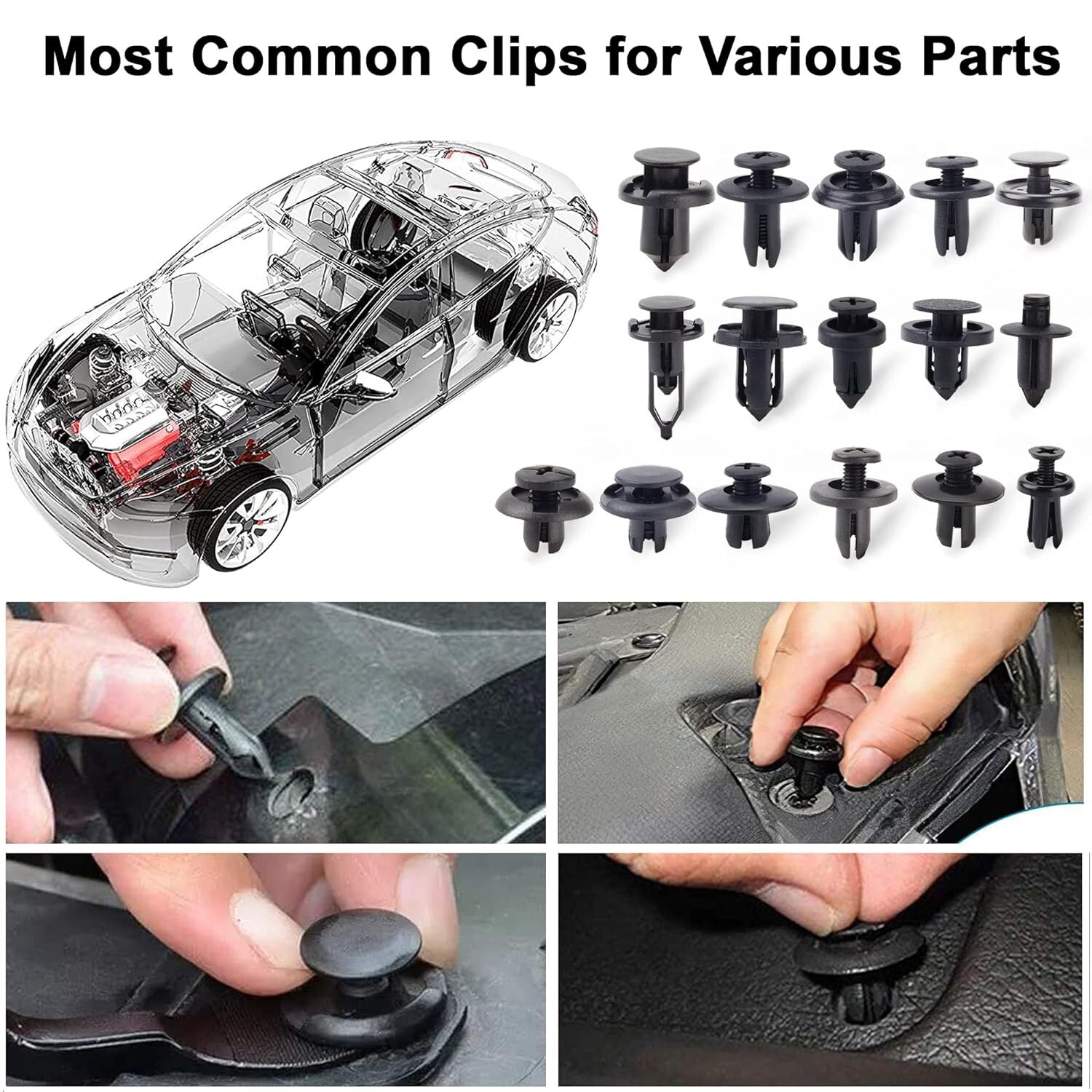 Car body kit, car mounting clamps, fasteners, car rivets, car plastic clips