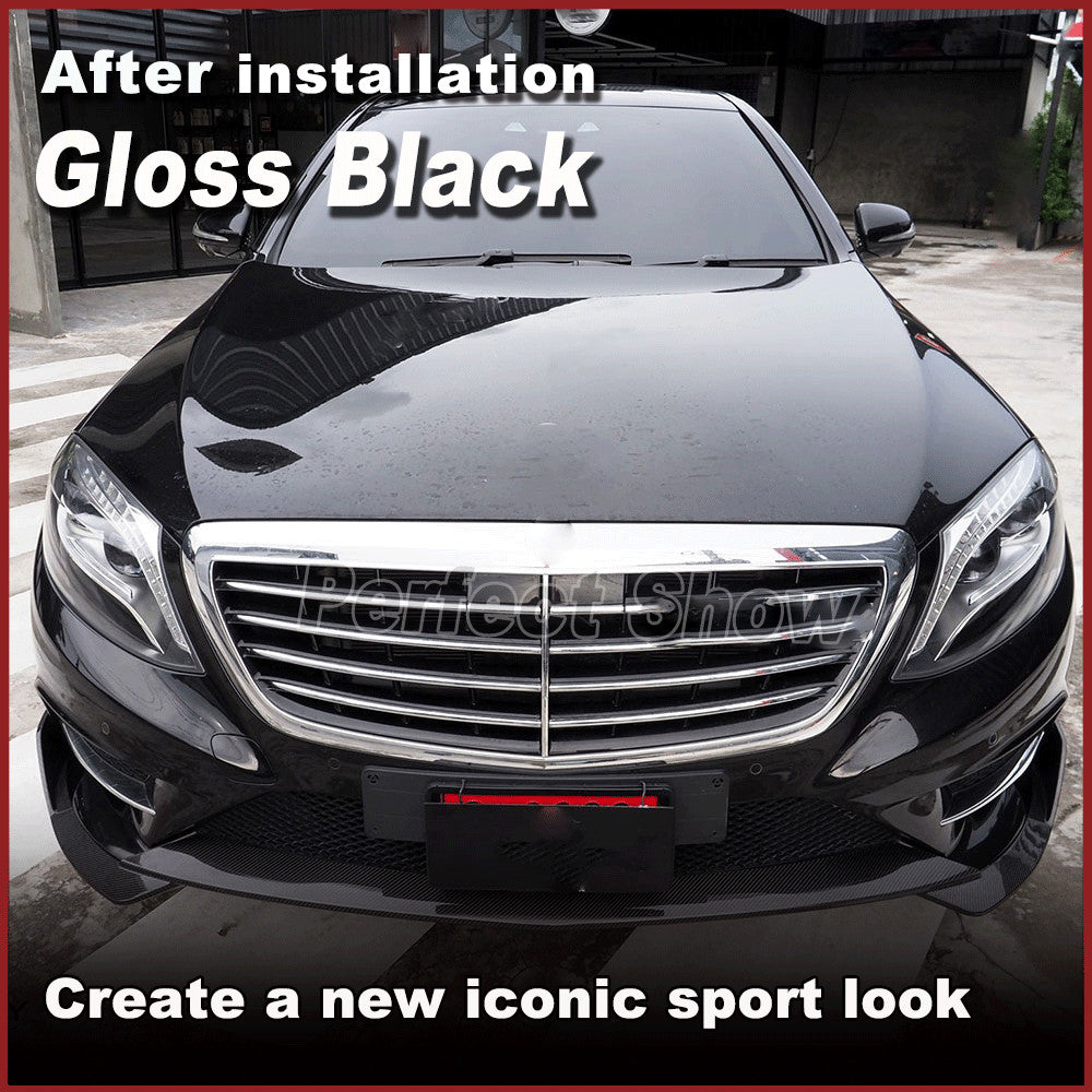 Fit for Benz W222 S400 S550 Sport 2014-2017 Gloss Black Front Bumper Lip Spoiler