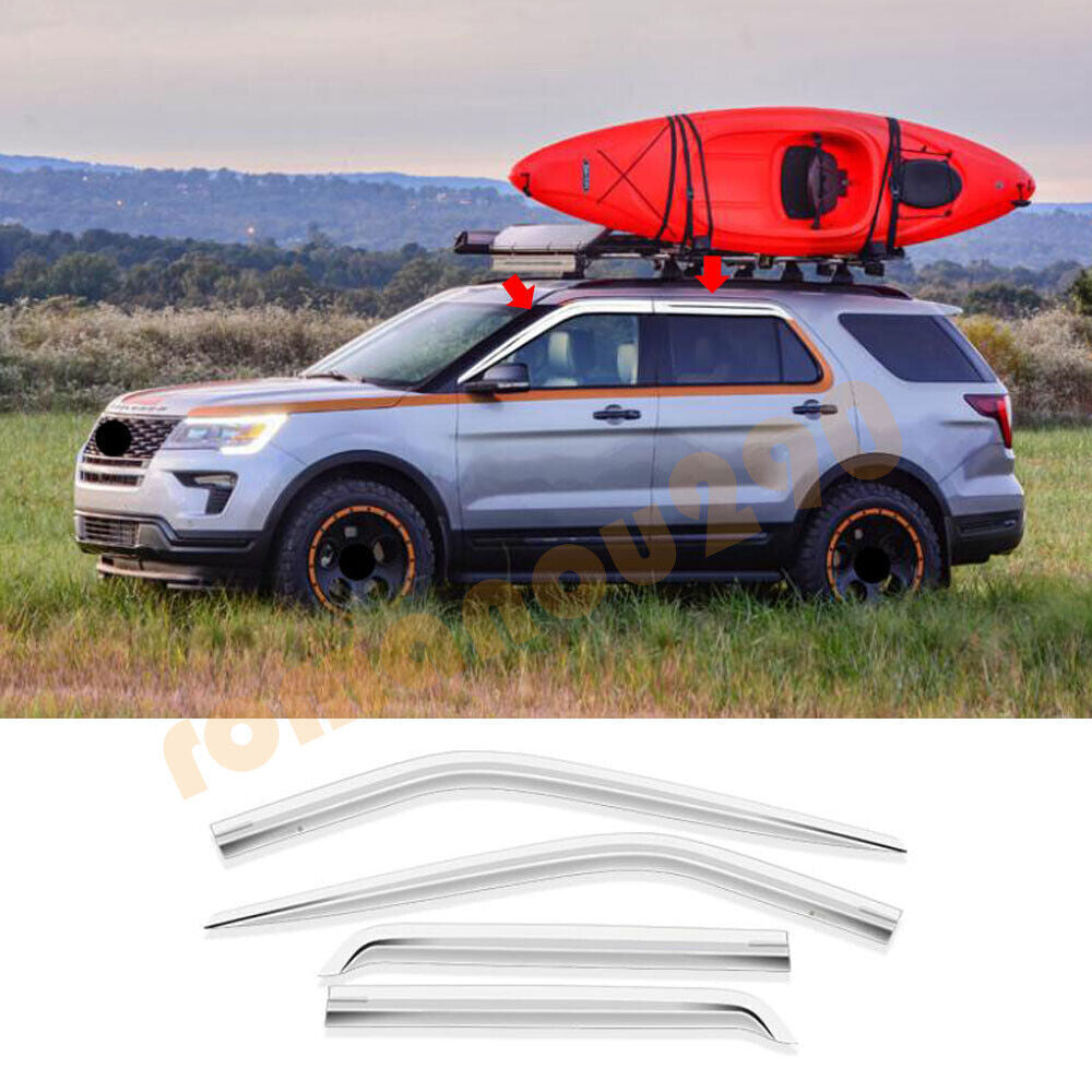 2014-2019 for Ford Explorer Chrome Window Visor Vent Shades Sun Rain Guard Cover